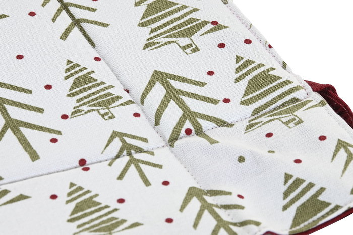 DKD Home Decor Cesta de Navidad Alpina Verde Rojo Blanco Beige Algodón 30x30x8 cm