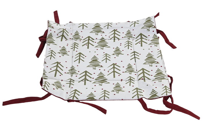 DKD Home Decor Cesta de Navidad Alpina Verde Rojo Blanco Beige Algodón 30x30x8 cm