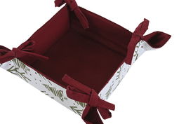 DKD Home Decor Cesta de Navidad Alpina Verde Rojo Blanco Beige Algodón 30x30x8 cm