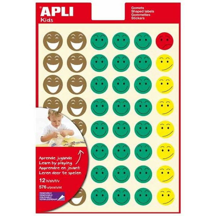 APLI Gomets Cara Feliz I Removibles Set de 5 bolsas APLI Gomets Cara Feliz I Removibles Set de 5 bolsas