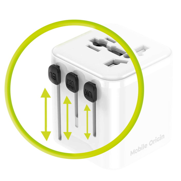 Mobile PW30 Adaptador de Viaje Universal EU/UK/US/AUS, Blanco