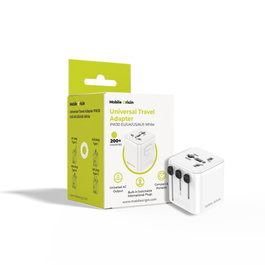 Mobile PW30 Adaptador de Viaje Universal EU/UK/US/AUS, Blanco
