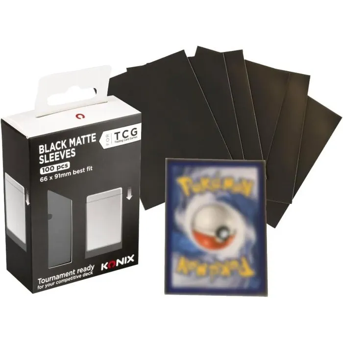 Konix - Fundas Mate para Cartas de Juego 66 x 91 mm (100 unidades) - Protección para Magic The Gathering, Pokémon - Negro Konix - Fundas Mate para Cartas de Juego 66 x 91 mm (100 unidades) - Protección para Magic The Gathering, Pokémon - Negro