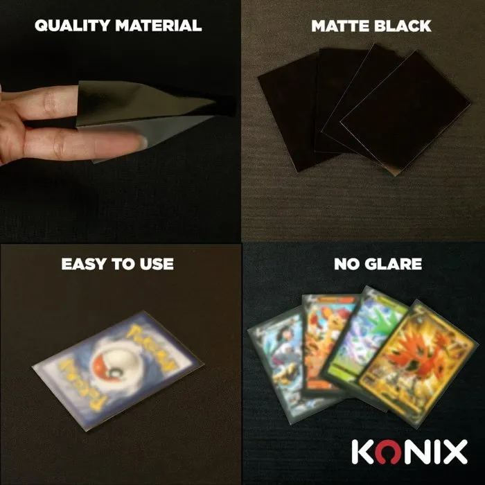 Konix - Fundas Mate para Cartas de Juego 66 x 91 mm (100 unidades) - Protección para Magic The Gathering, Pokémon - Negro Konix - Fundas Mate para Cartas de Juego 66 x 91 mm (100 unidades) - Protección para Magic The Gathering, Pokémon - Negro