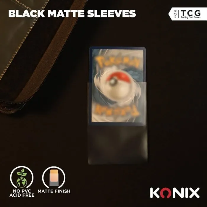 Konix - Fundas Mate para Cartas de Juego 66 x 91 mm (100 unidades) - Protección para Magic The Gathering, Pokémon - Negro Konix - Fundas Mate para Cartas de Juego 66 x 91 mm (100 unidades) - Protección para Magic The Gathering, Pokémon - Negro