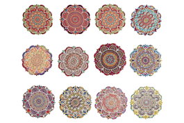 DKD Home Decor Posavasos Mandala Multicolor de Dolomite