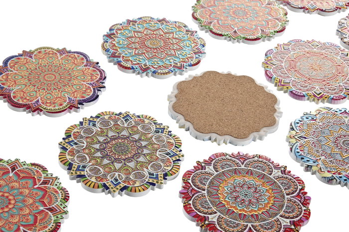 DKD Home Decor Posavasos Mandala Multicolor de Dolomite DKD Home Decor Posavasos Mandala Multicolor de Dolomite