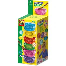 Ses Creative SES8710341003845 Glitter gouache (6x45ml) Colores Brillantes Opacos Envase Práctico