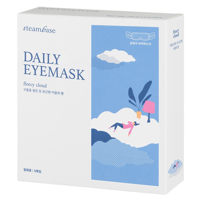 Steambase Daily Eyemask Fleecy Cloud - Mascarilla de Vapor Caliente para Ojos con Agua Termal de Onyang, Alivia Tensión, Aroma Suave, 1 Unidad