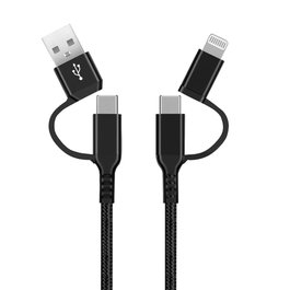 GSC Evolution Cable cargador 4 en 1, 1,5M, Nylon trenzado