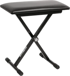 QUIKLOK Banqueta Piano X "Basic" Compact Quiklok Altura Ajustable Imitación Cuero Negra Plegable