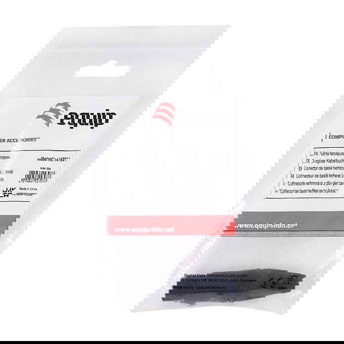 EQUIP Conector XLR 3 Polos Hembra 147931, Negro, Metal/Plástico, Chapado en Oro, Conector Derecho, Certificado CE/RoHS