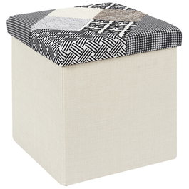 Home Deco Factory Caja-Puf Plegable Patchwork Asiento Extra Almacenamiento 38x38x38 cm