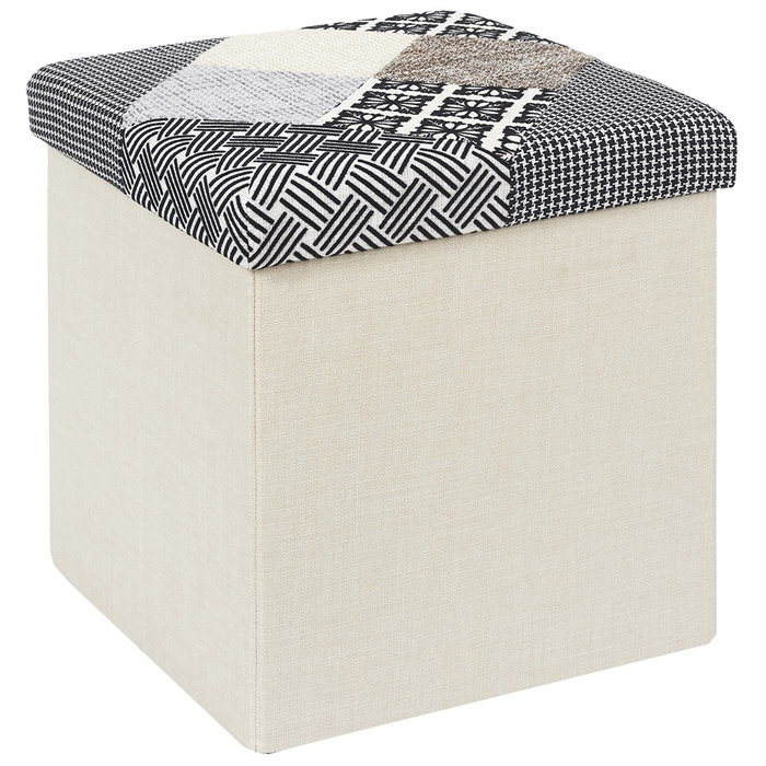 Home Deco Factory Caja-Puf Plegable Patchwork Asiento Extra Almacenamiento 38x38x38 cm Home Deco Factory Caja-Puf Plegable Patchwork Asiento Extra Almacenamiento 38x38x38 cm
