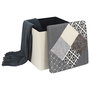 Home Deco Factory Caja-Puf Plegable Patchwork Asiento Extra Almacenamiento 38x38x38 cm