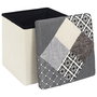 Home Deco Factory Caja-Puf Plegable Patchwork Asiento Extra Almacenamiento 38x38x38 cm