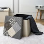 Home Deco Factory Caja-Puf Plegable Patchwork Asiento Extra Almacenamiento 38x38x38 cm