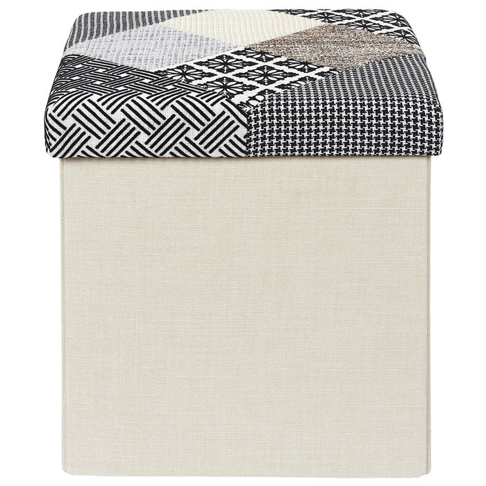 Home Deco Factory Caja-Puf Plegable Patchwork Asiento Extra Almacenamiento 38x38x38 cm Home Deco Factory Caja-Puf Plegable Patchwork Asiento Extra Almacenamiento 38x38x38 cm