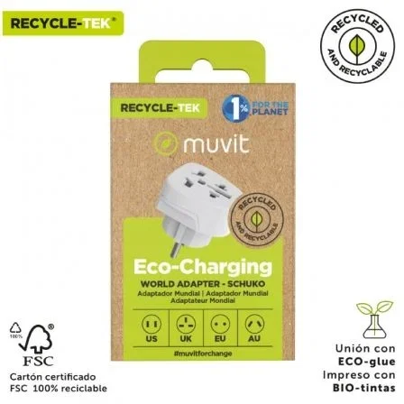 Muvit Enchufe universal for change MCADP0007 1 toma de corriente blanco