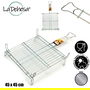 La Dehesa Parrilla Doble Zincada 45 x 45 cm Metal Acero Zincado Plateado con 4 patas y asa con cierre (Set de 5)