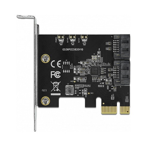 DeLOCK 90431 - Tarjeta de Expansión PCIe SATA 3.0 Interna de 2 Puertos, con Controladora JMicron JMB582, 6 Gbit/s, Factor de Forma Low Profile, Hot-Swap