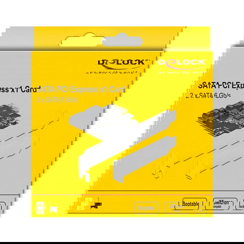 DeLOCK 90431 - Tarjeta de Expansión PCIe SATA 3.0 Interna de 2 Puertos, con Controladora JMicron JMB582, 6 Gbit/s, Factor de Forma Low Profile, Hot-Swap