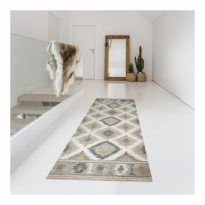 Croma Collection Alfombra vinílica estampada kilim grises, 60 x 200 cm Croma Collection Alfombra vinílica estampada kilim grises, 60 x 200 cm