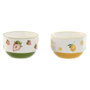 DKD Home Decor Set de 2 Cuencos de Porcelana con Diseño de Frutas 3D de 600ml