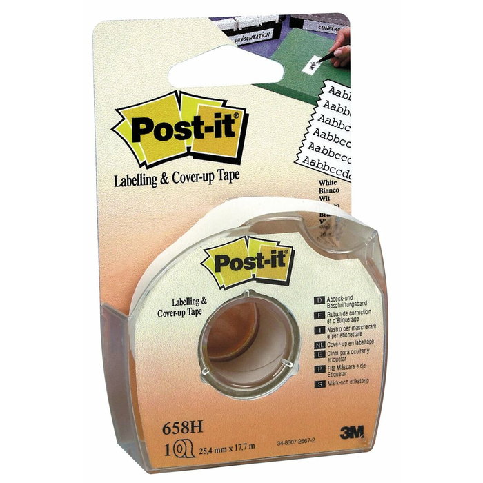 Post-it Cinta adhesiva para ocultar y etiquetar 25,4 mm x 17,7 m con dispensador Post-it Cinta adhesiva para ocultar y etiquetar 25,4 mm x 17,7 m con dispensador