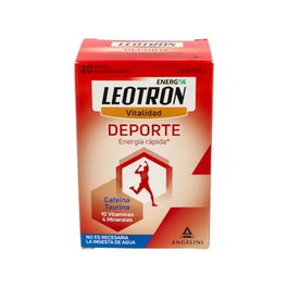 Leotron Deporte 20 Sobres Bucodispersables Energía Rápida Complemento Alimenticio Con Cafeína Taurina 10 Vitaminas Y 4 Minerales Sabor Naranja A Partir De 12 Años