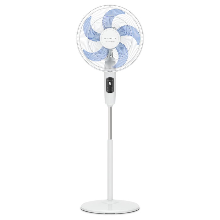Rowenta VU5450F0 Turbo Silence Ventilador de Pie 40 cm, Blanco, 8 Velocidades, 3000 m3/h, 57 dB, Temporizador 8h, Control Remoto