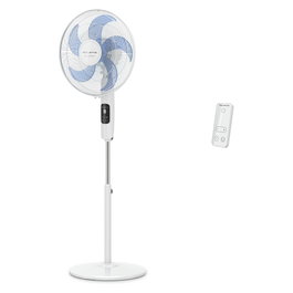Rowenta VU5450 Turbo Silence Standventilator - Ventilador de Pie Aspas 40cm Blanco, 8 Velocidades, 3000 m³/h, 57 dB, Auto-Oscilante, Temporizador 8h, Mando a Distancia