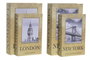 DKD Home Decor Set de 2 Cajas Libro Ciudad Dorado