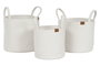 DKD Home Decor Set de 3 Cestas de Algodón con Asas, Blanco