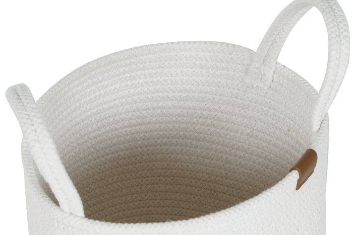 DKD Home Decor Set de 3 Cestas de Algodón con Asas, Blanco