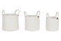 DKD Home Decor Set de 3 Cestas de Algodón con Asas, Blanco