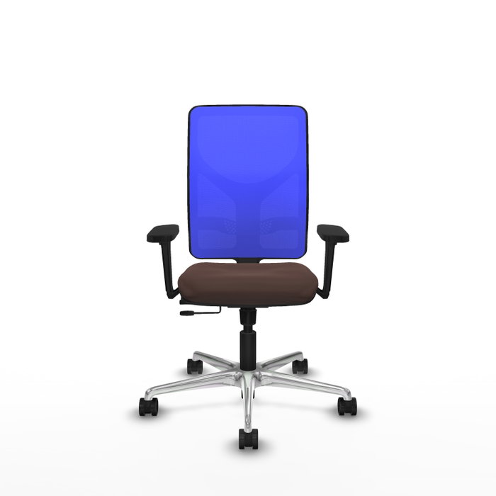 PIQUERAS Y CRESPO Silla de oficina Motilla con mecanismo Sincro/Traslack, Marrón oscuro y Azul