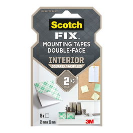Scotch 4496-st16-p Cuadrados Adhesivos Doble Cara para Interiores 25mm x 25mm 16 uds Máx 2 kg