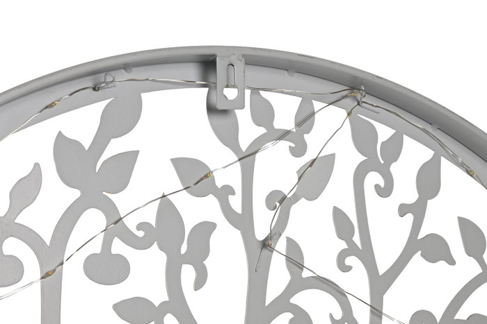 DKD Home Decor Decoración de Pared LED Metal Árbol Blanco 60x60 cm