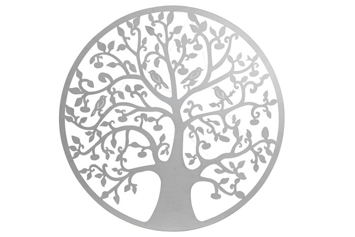 DKD Home Decor Decoración de Pared LED Metal Árbol Blanco 60x60 cm