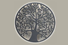 DKD Home Decor Decoración de Pared LED Metal Árbol Blanco 60x60 cm