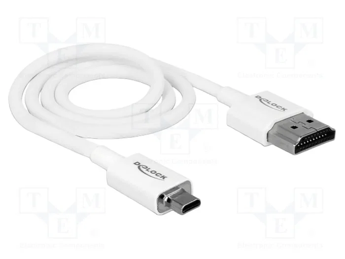 DeLOCK Cable High Speed HDMI con Ethernet 3D 4K 0,5 m Blanco (HDMI-A a Micro-D) lifecosting 85148