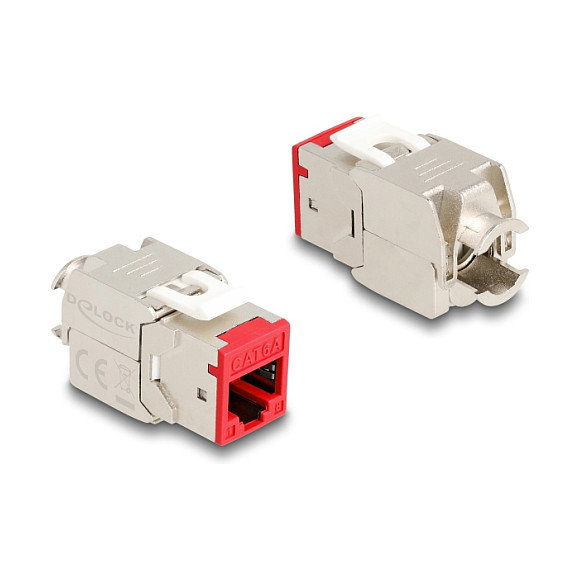 DeLOCK 88115 Módulo Keystone RJ45 hembra a LSA Cat.6A montaje sin herramientas rojo (10 piezas)
