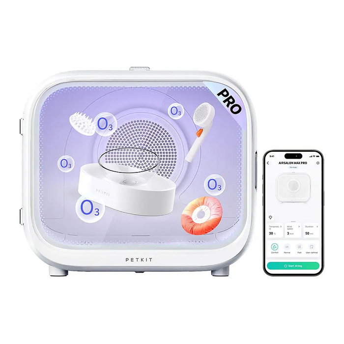 Petkit AirSalon Max Pro HG-P-EU Secador para Gato Silencioso, Control por App, UVC, Blanco, Plástico