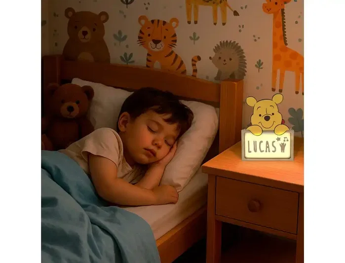 Wondee Lámpara de noche de madera personalizable Winnie the Pooh
