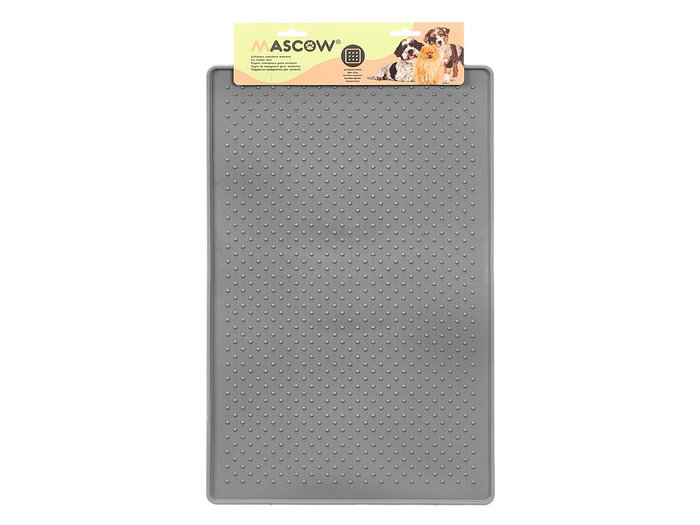 Mascow Alfombra Antideslizante para Comedero de Mascota Gris Plástico TPR 30x52.7x0.5 cm (Set de 12)