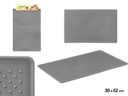 Mascow Alfombra Antideslizante para Comedero de Mascota Gris Plástico TPR 30x52.7x0.5 cm (Set de 12)