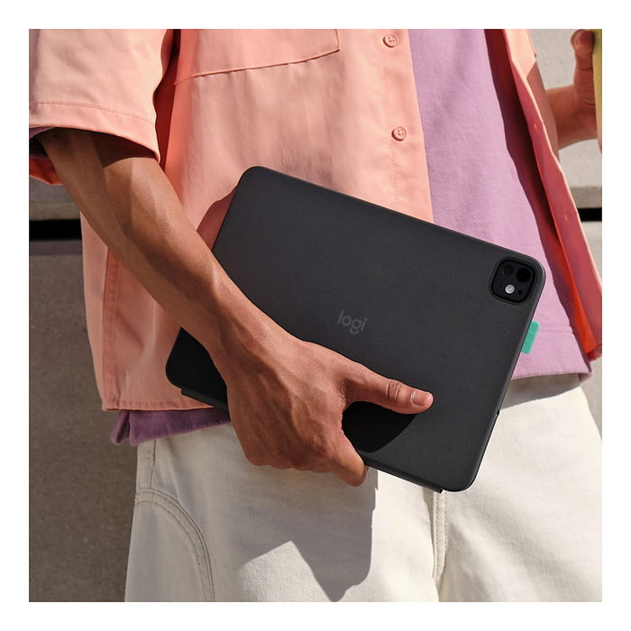 Logitech Flip Folio Teclado QWERTY Internacional EE.UU. Grafito para iPad Pro 11 pulgadas (M4) y iPad Air 11 pulgadas (M2, M3, 5a generación), Inalámbrico, Bluetooth