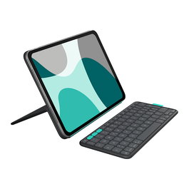 Logitech Flip Folio Teclado QWERTY Internacional EE.UU. Grafito para iPad Pro 11 pulgadas (M4) y iPad Air 11 pulgadas (M2, M3, 5a generación), Inalámbrico, Bluetooth