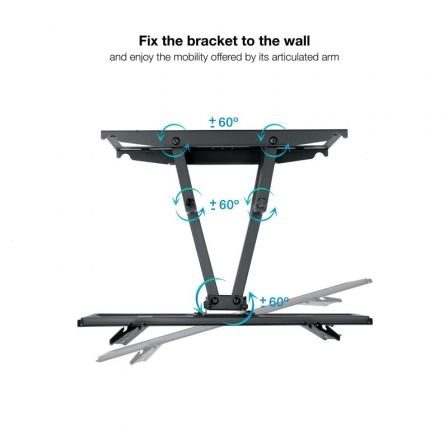 TooQ LP7846TN-B Soporte de Pared Giratorio e Inclinable para TV 32-70" hasta 40kg, Nivelable, VESA Universal, para Pantallas Curvas, Negro